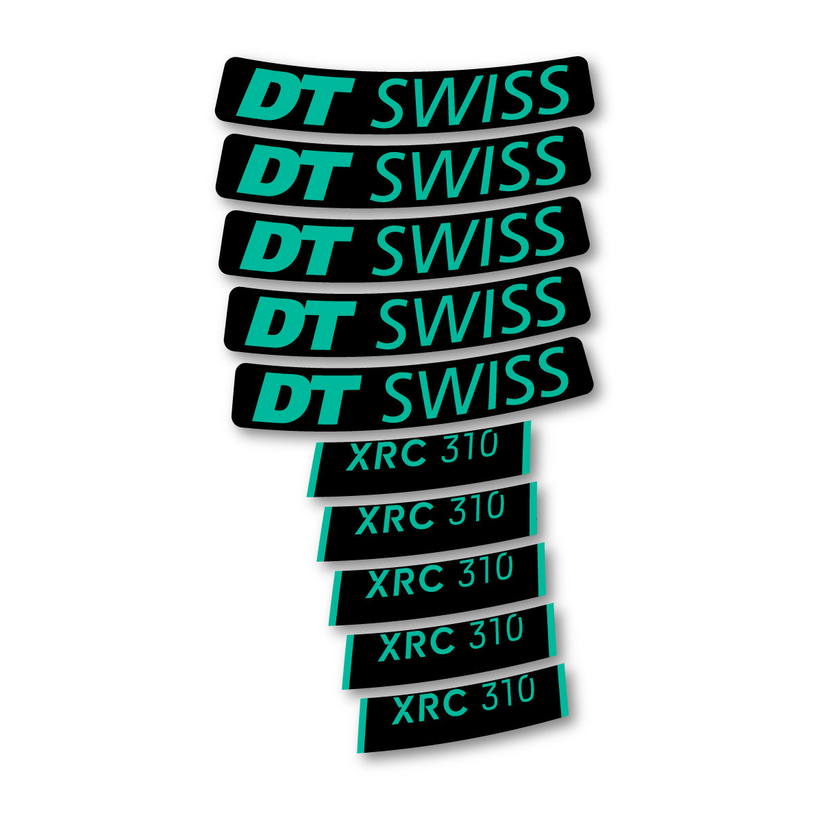 Autocollants vinyle pour jantes DT Swiss XRC 310 2025-2026 - Turquoise Vert