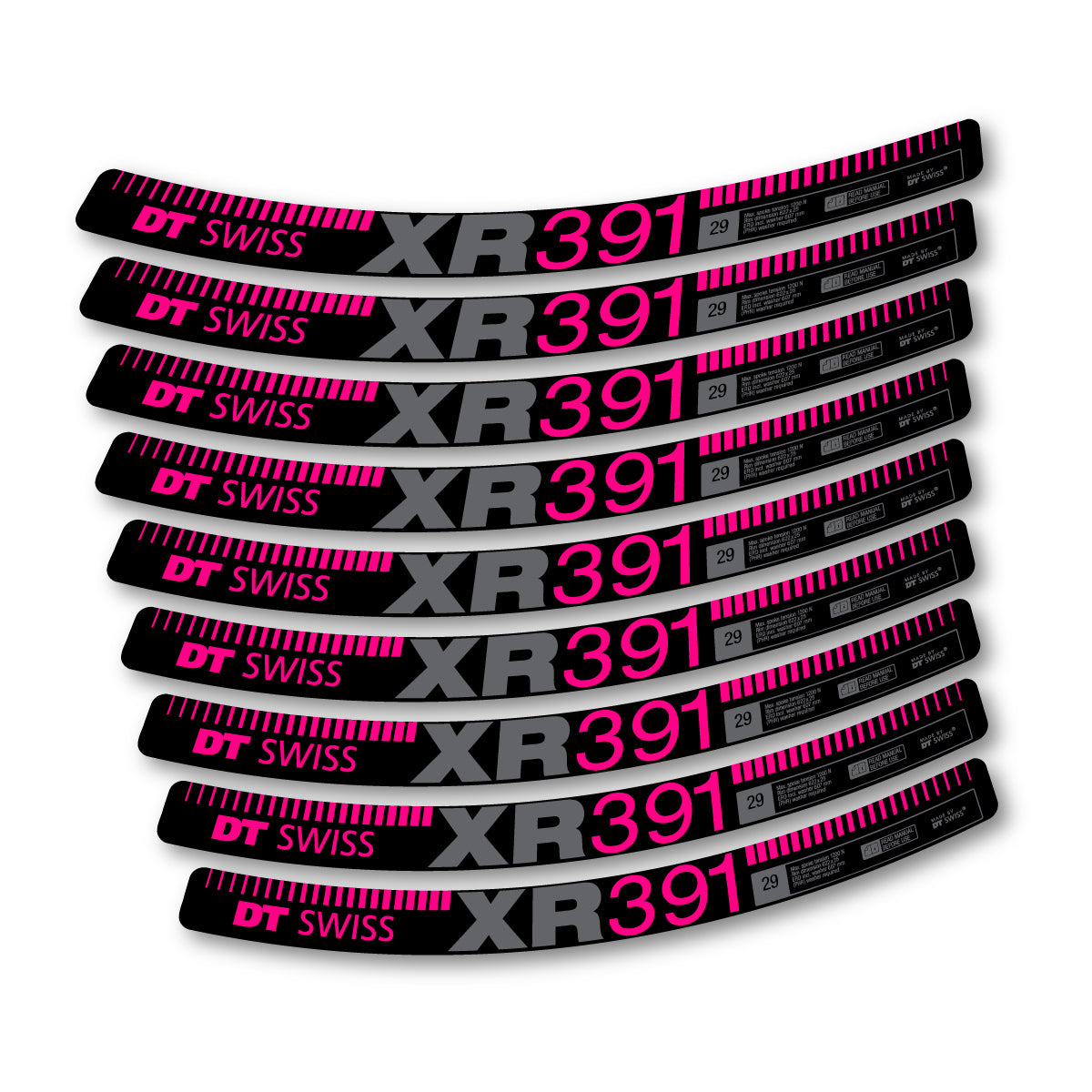 Autocollants vinyle pour jantes DT Swiss XR 391 2017-2026 - Fuchsia