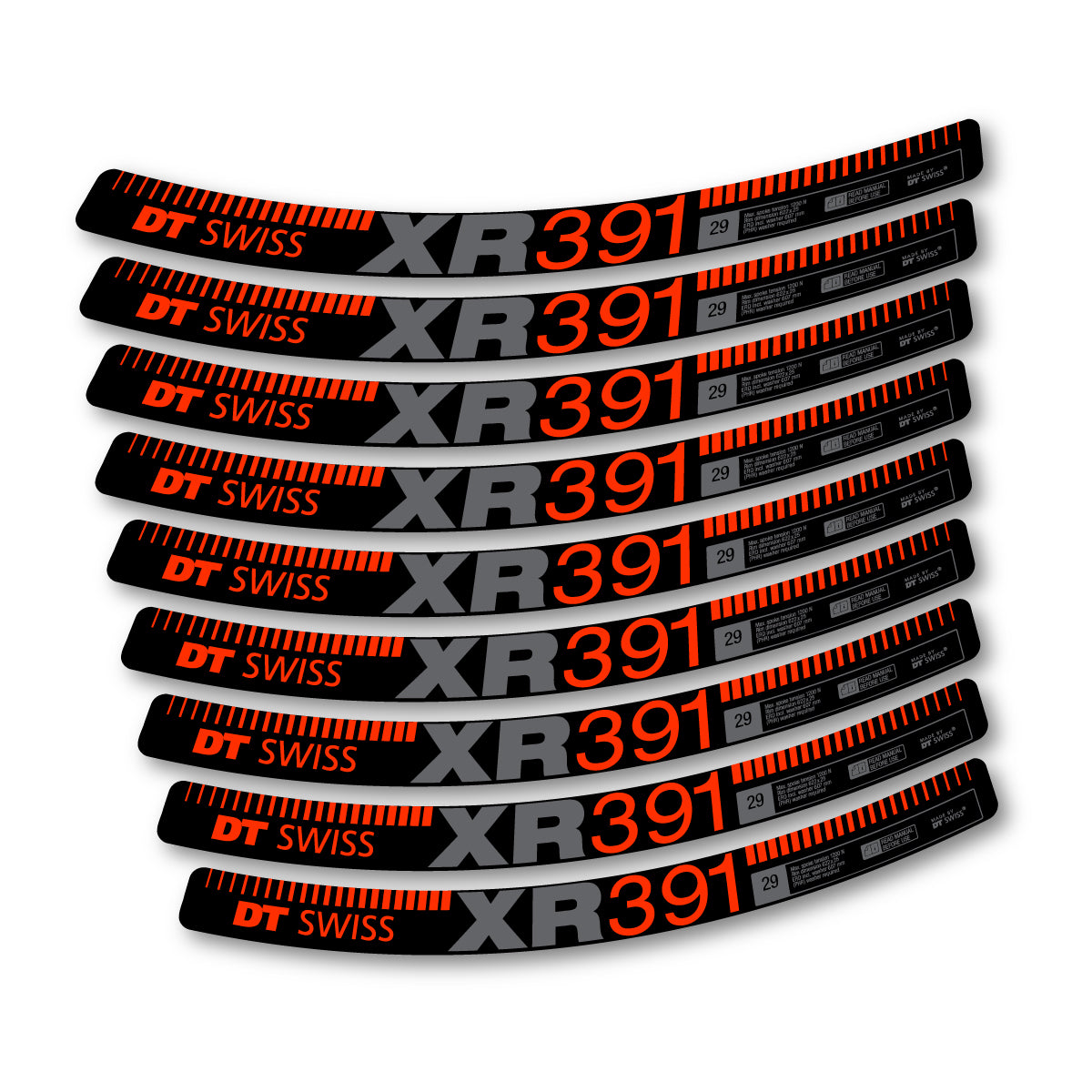 Autocollants vinyle pour jantes DT Swiss XR 391 2017-2026 - Orange KTM