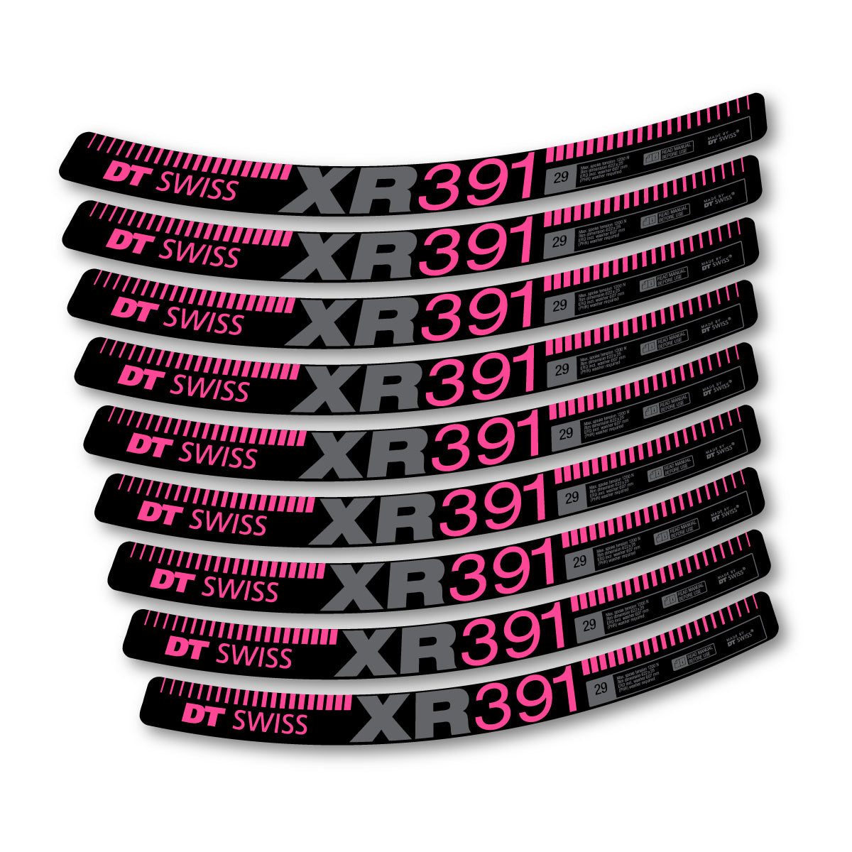 Autocollants vinyle pour jantes DT Swiss XR 391 2017-2026 - Rose Bonbon