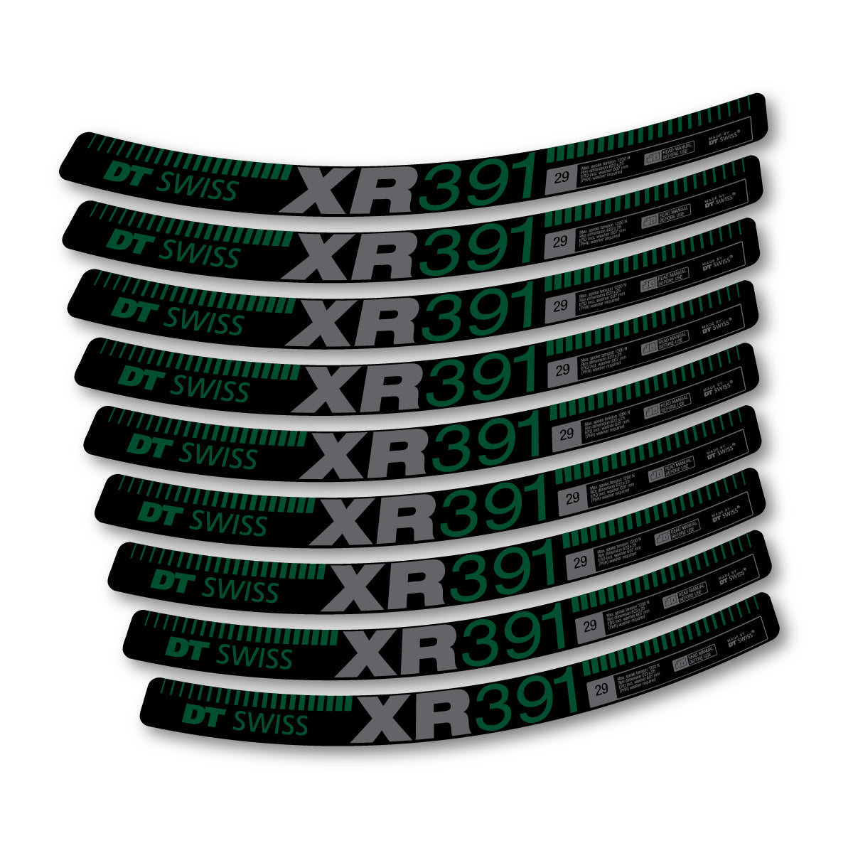 Autocollants vinyle pour jantes DT Swiss XR 391 2017-2026 - Vert Foncé