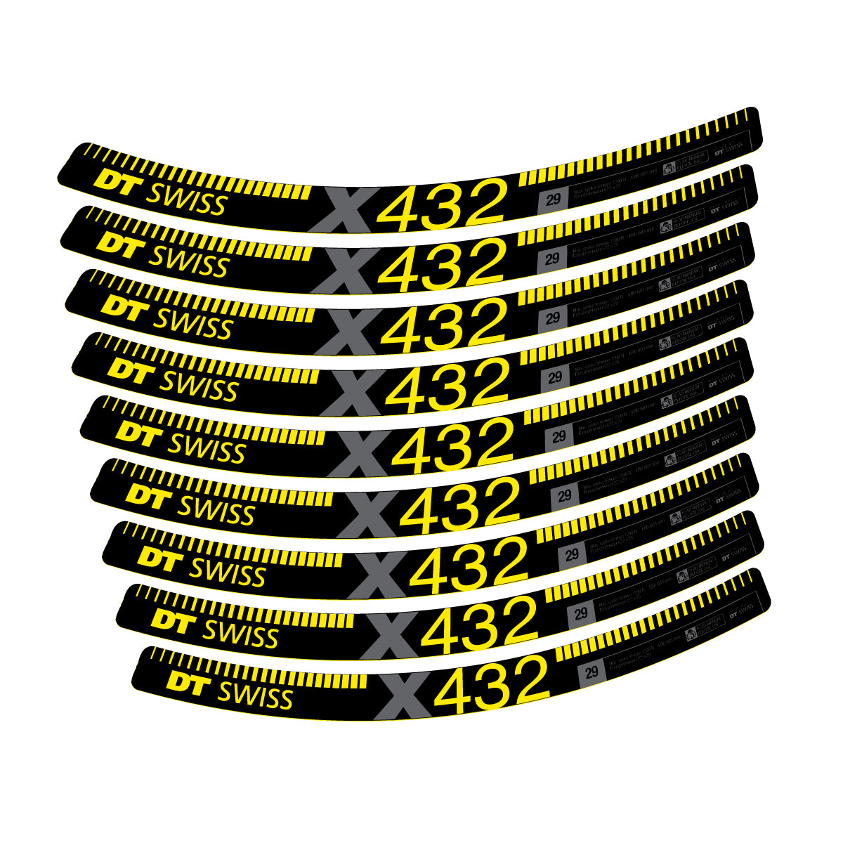 Autocollants vinyle pour jantes DT Swiss X 432 2017-2026 - Jaune Vif
