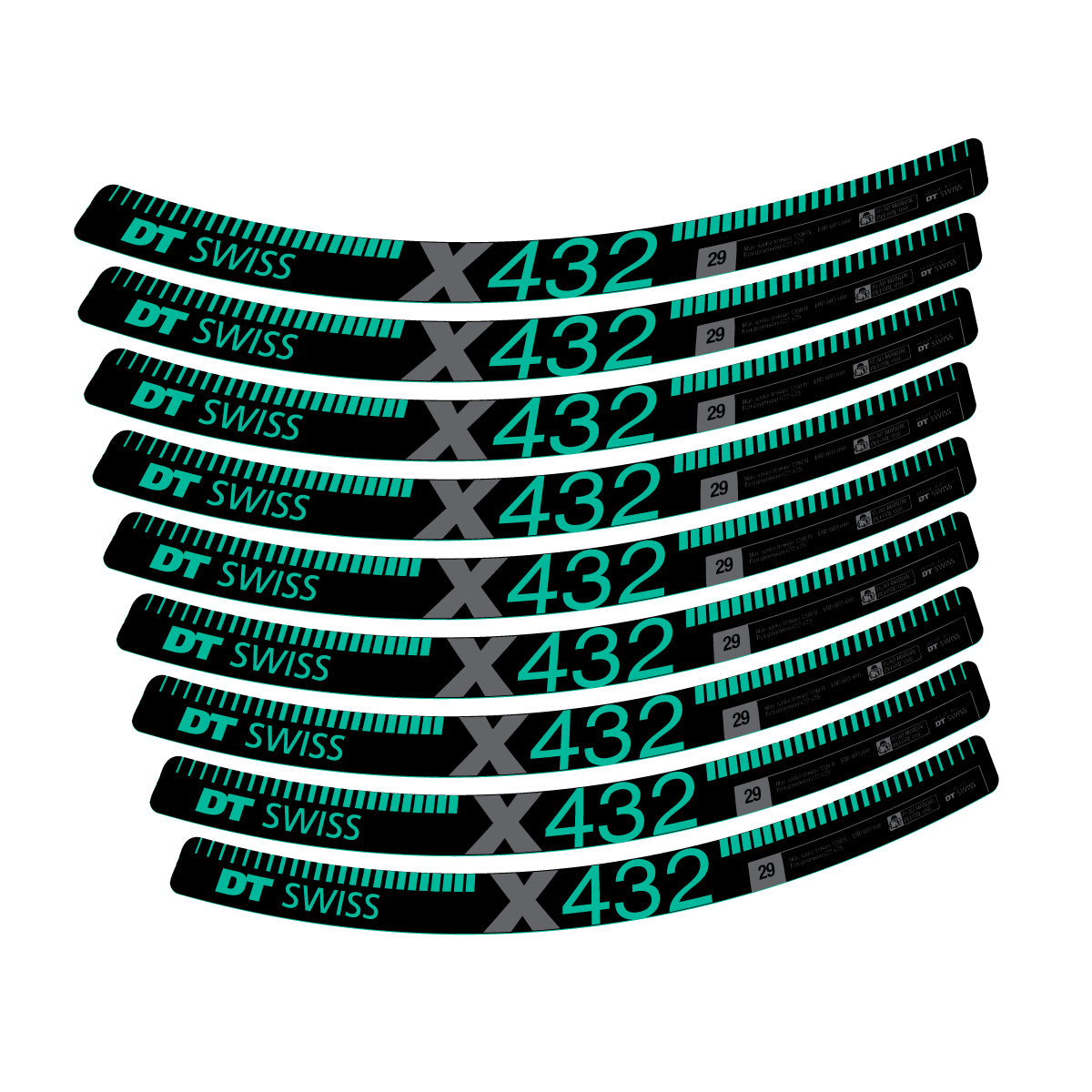 Autocollants vinyle pour jantes DT Swiss X 432 2017-2026 - Turquoise Vert