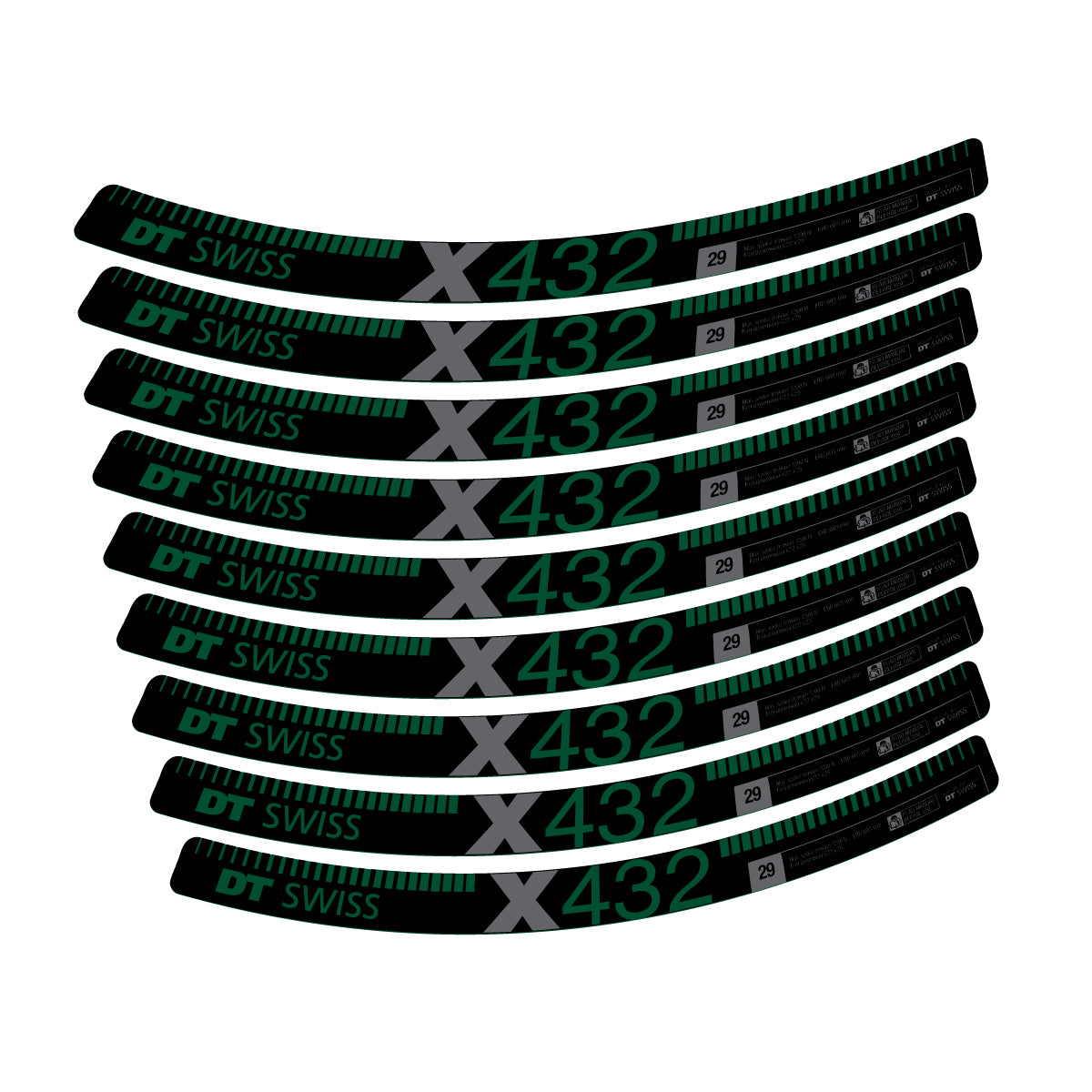 Autocollants vinyle pour jantes DT Swiss X 432 2017-2026 - Vert Foncé