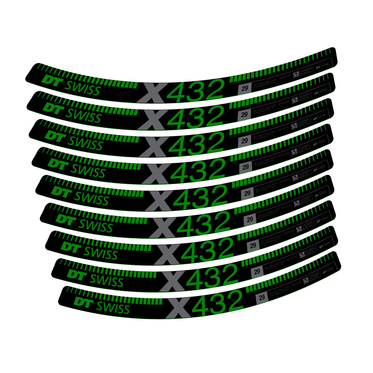 Autocollants vinyle pour jantes DT Swiss X 432 2017-2026 - Vert Moyen