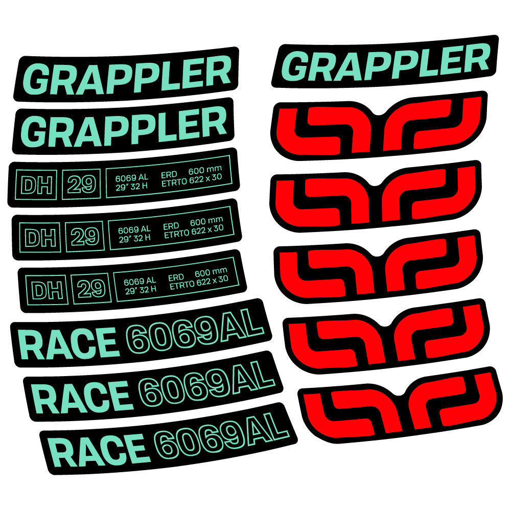 Stickers E-Thirteen Grappler Race Alloy Downhill compatibles - Autocollants roue vélo VTT