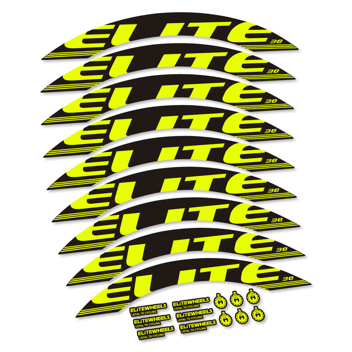 Stickers roue Elite 38 couleur Neon Yellow