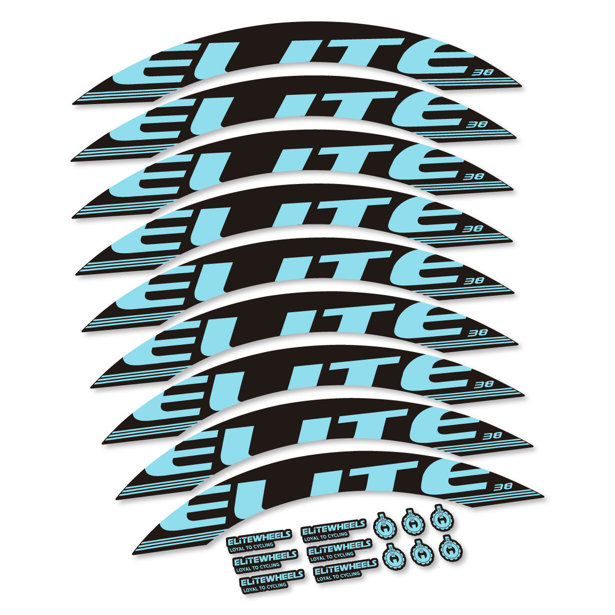 Stickers roue Elite 38 couleur Sky Blue