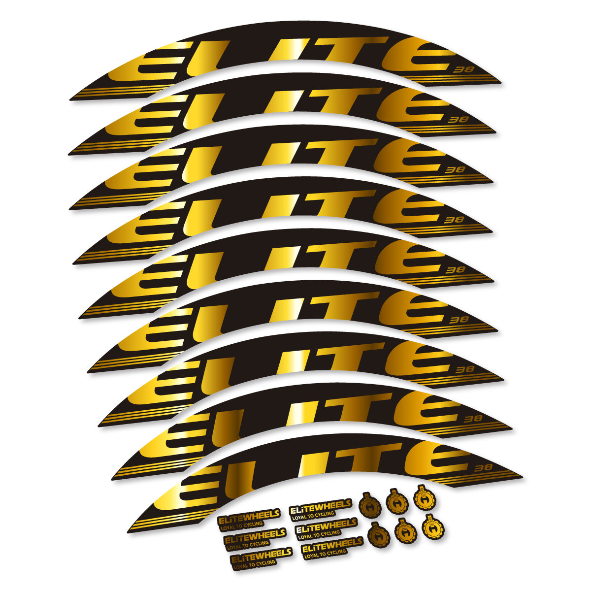 Stickers roue Elite 38 couleur Chrome Gold