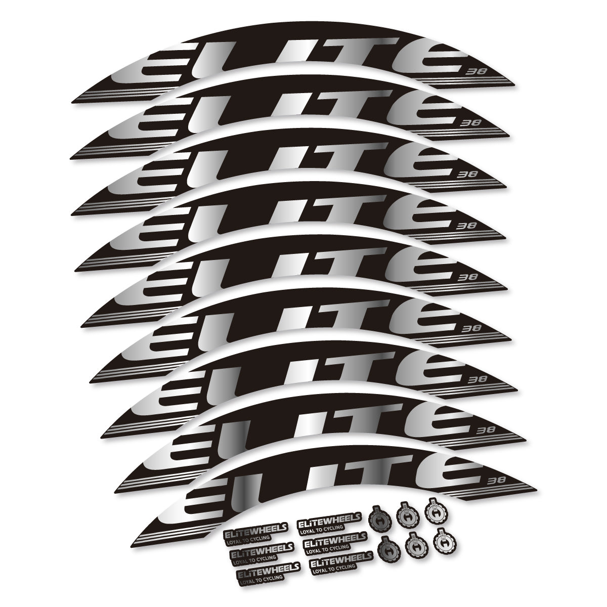 Stickers roue Elite 38 couleur Chrome Silver