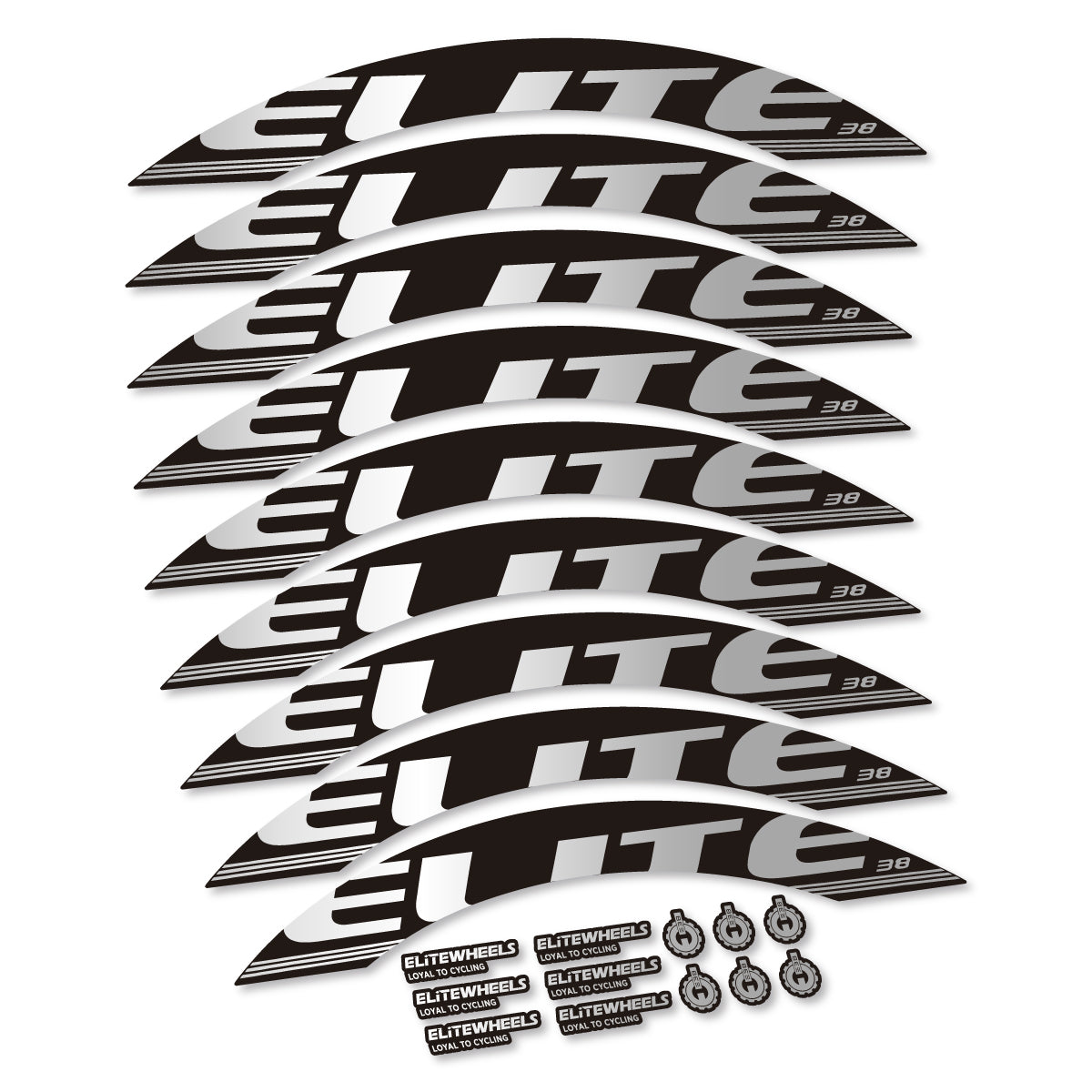 Stickers roue Elite 38 couleur Light Silver