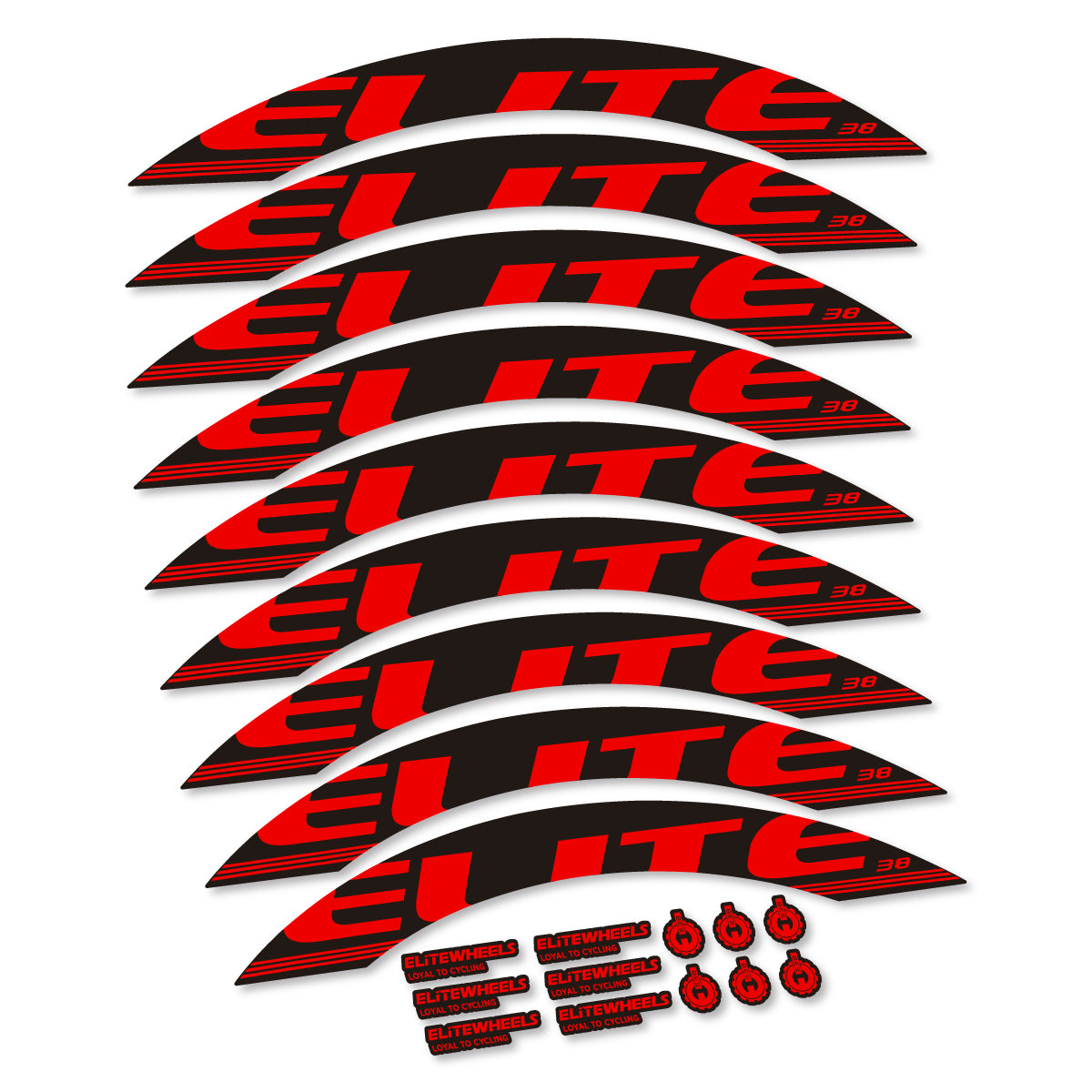 Stickers roue Elite 38 couleur Red
