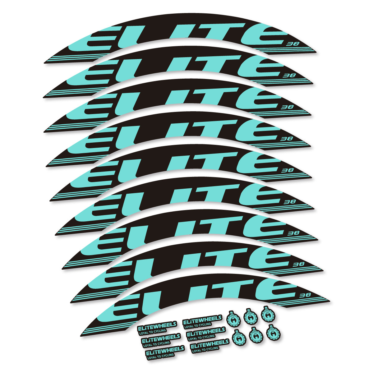 Stickers roue Elite 38 couleur Blue Green