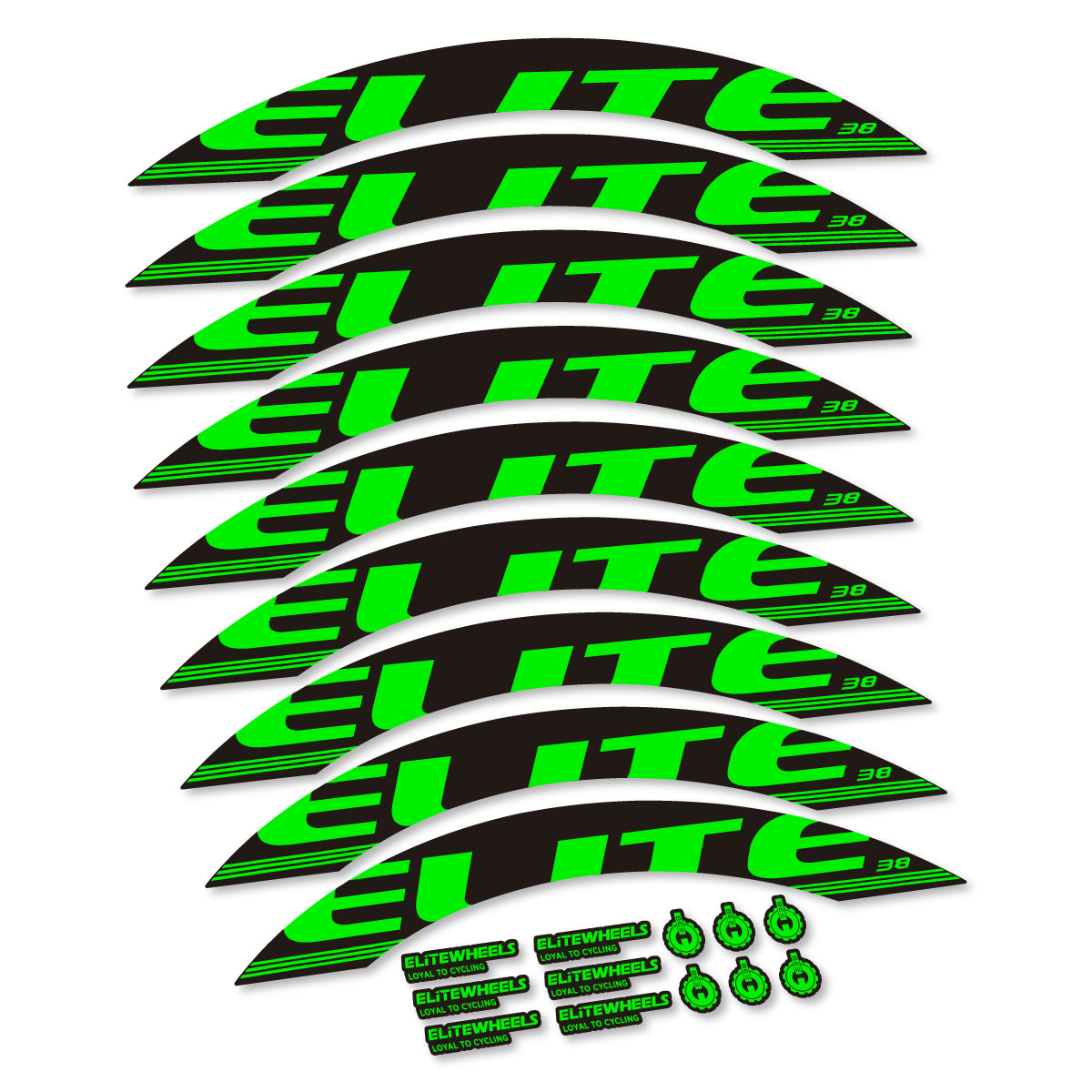 Stickers roue Elite 38 couleur Neon Green