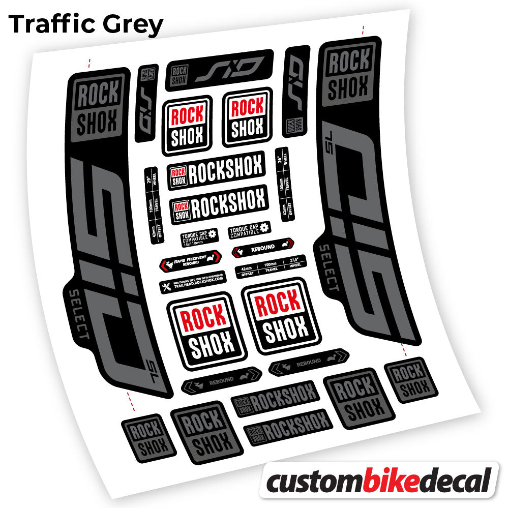 Trafc Grey decal for Rock Shox Sid Select SL 2021 fork 29" – bike sticker vinyl