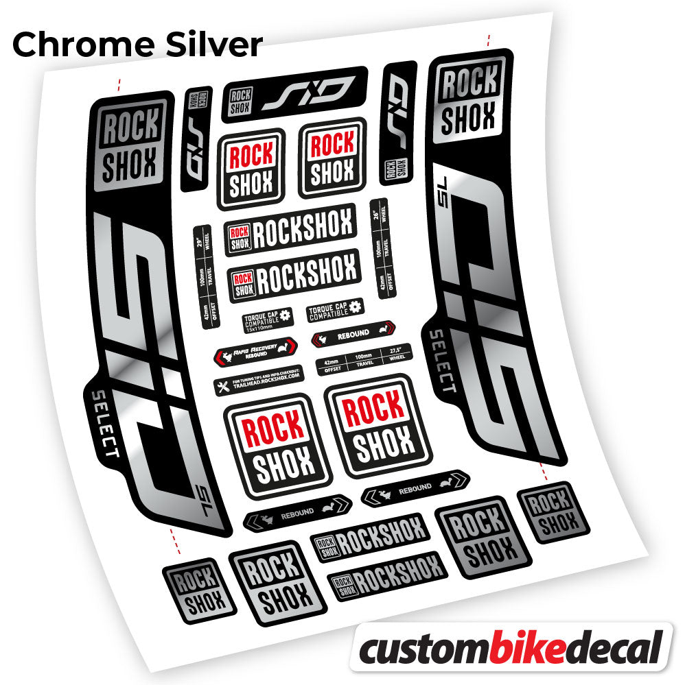 Chrome Silver decal for Rock Shox Sid Select SL 2021 fork 29" – bike sticker vinyl