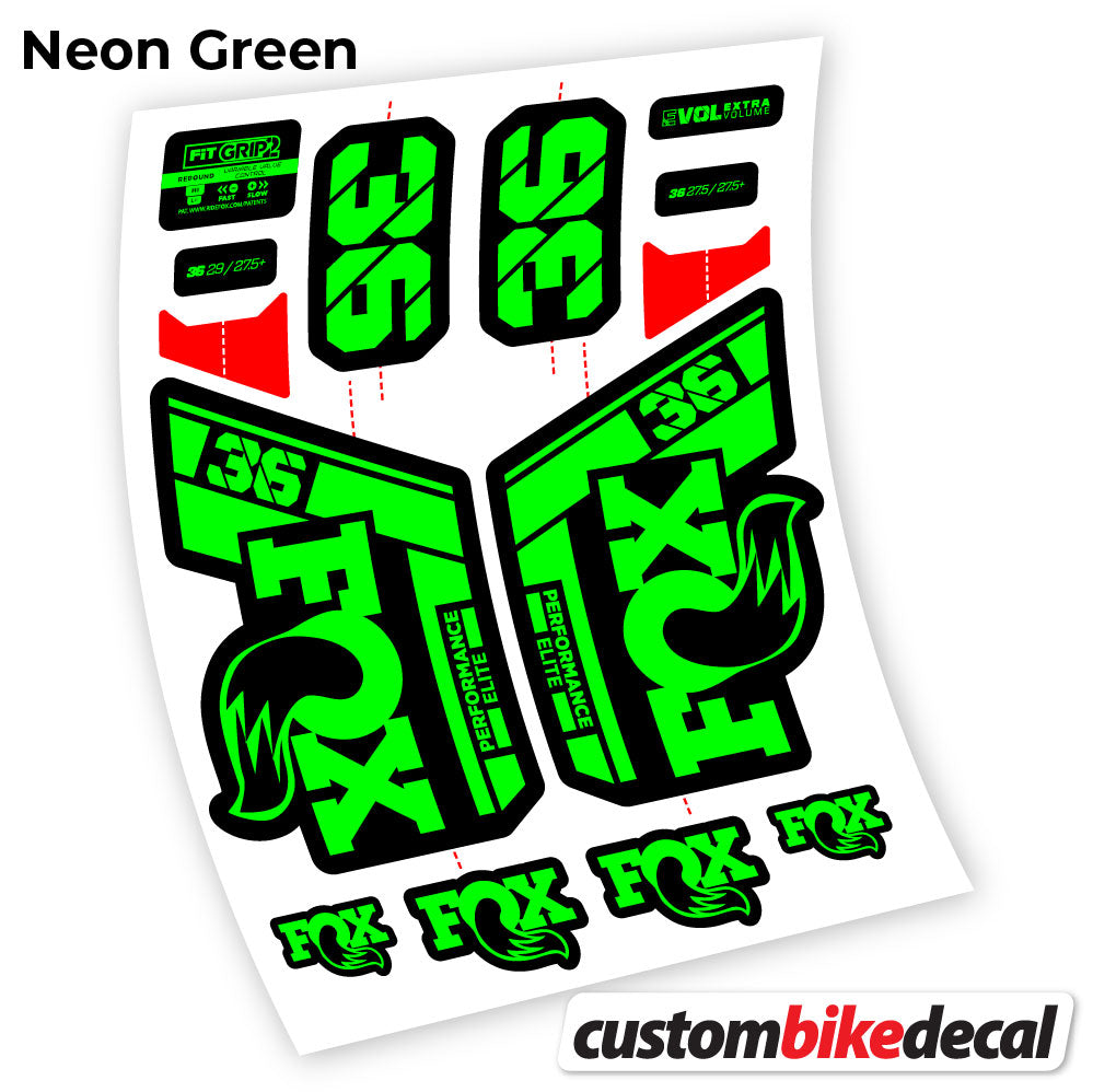 Neon Green decal for Fox 36 Performance Elite 2021 fork – bike sticker vinyl
