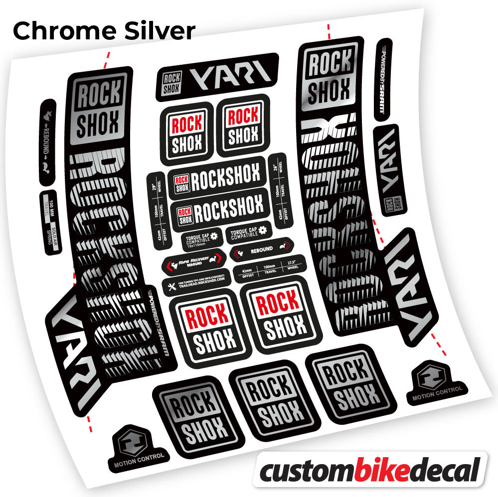 Chrome Silver decal for Rock Shox Yari 2018 fork – bike sticker vinyl
