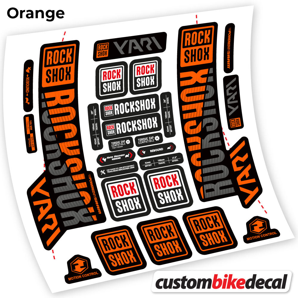 Orange decal for Rock Shox Yari 2018 fork – bike sticker vinyl