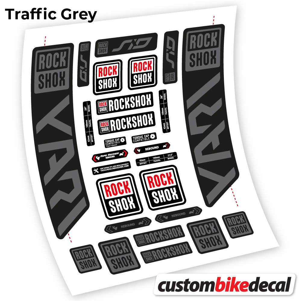 Trafc Grey decal for Rock Shox Yari 2021 fork – bike sticker vinyl