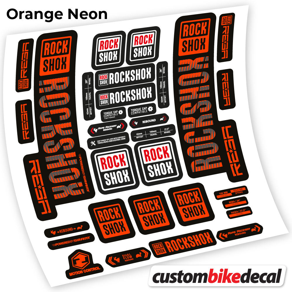Orange Neon decal for Rock Shox Reba 2019 fork 29" – bike sticker vinyl