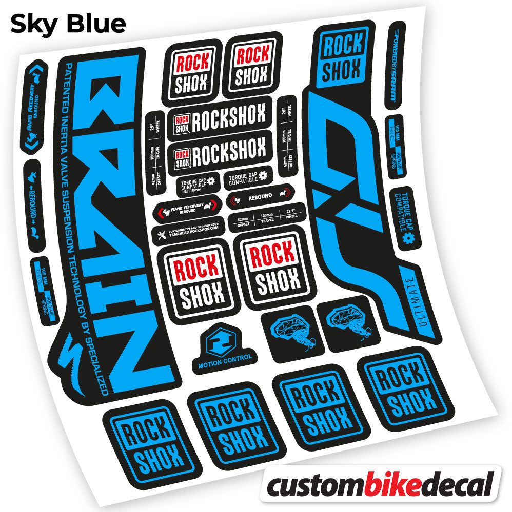 Sky Blue decal for Rock Shox Sid Brain Ultimate fork – bike sticker vinyl