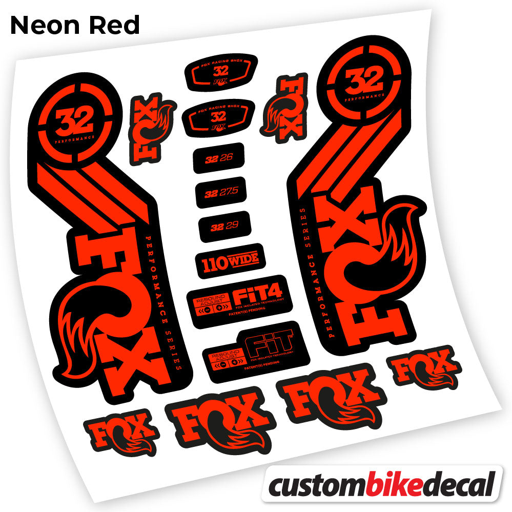 Neon Red decal for Fox 32 Performance 2016 fork – bike sticker vinyl