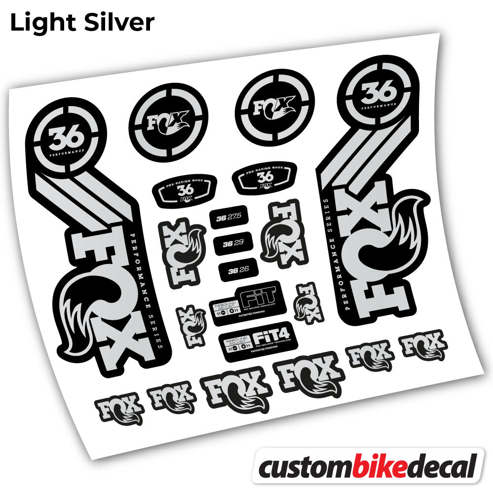 Light Silver decal for . Fox 36 Performance 2016 fork – bike sticker vinyl
