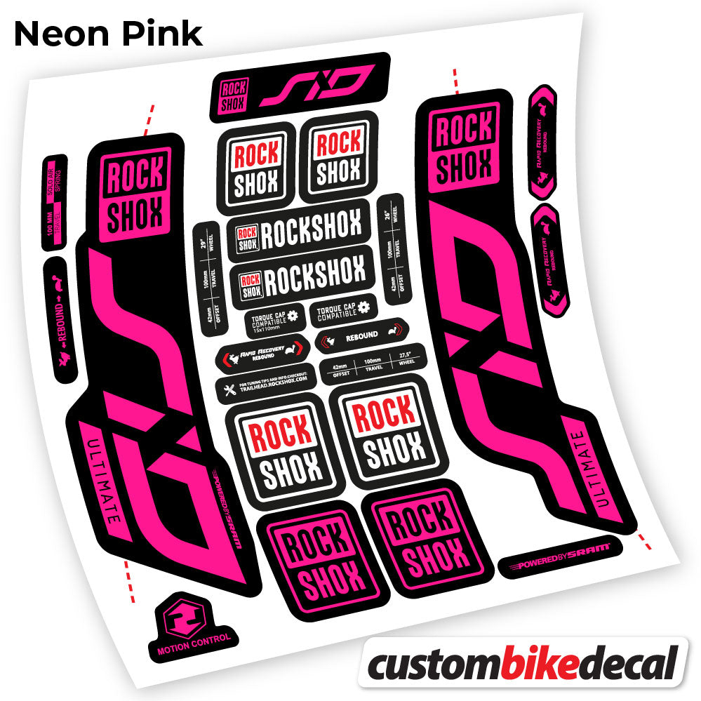 Neon Pink decal for Rock Shox Sid Ultimate 2020 fork – bike sticker vinyl