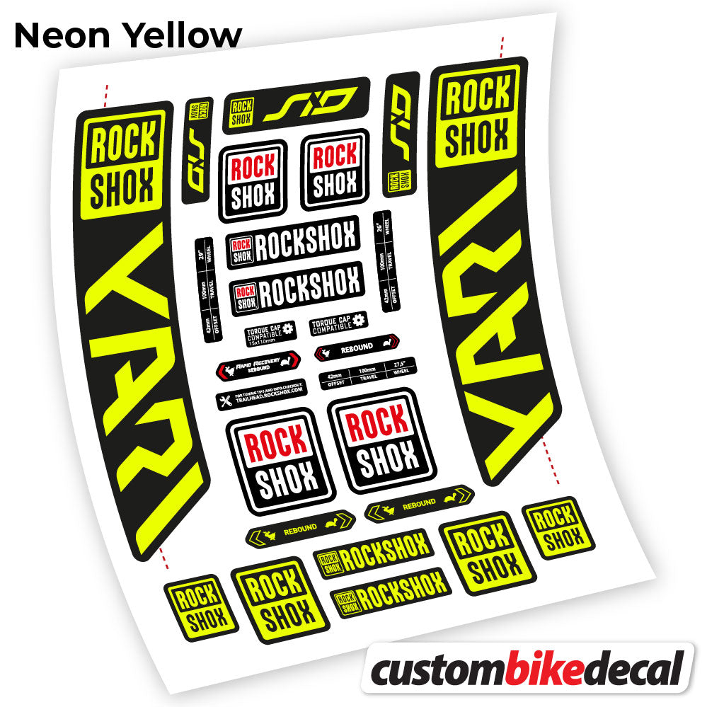 Neon Yellow decal for Rock Shox Yari 2021 fork – bike sticker vinyl