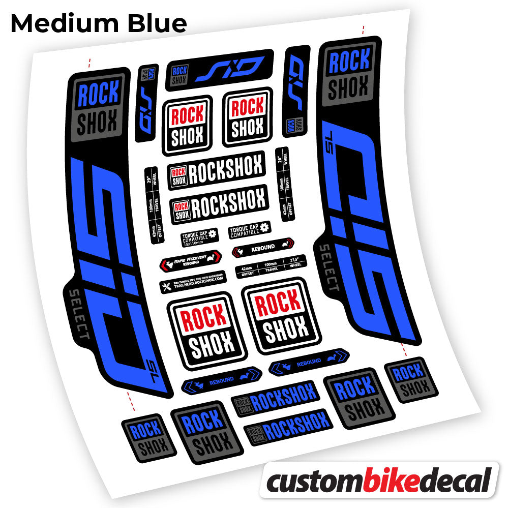Medium Blue decal for Rock Shox Sid Select SL 2021 fork 29" – bike sticker vinyl