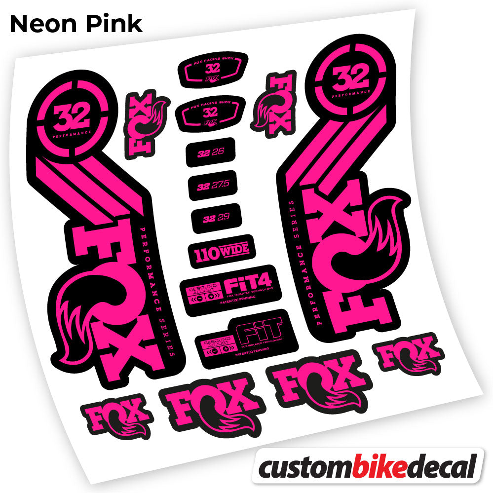 Neon Pink decal for Fox 32 Performance 2016 fork – bike sticker vinyl