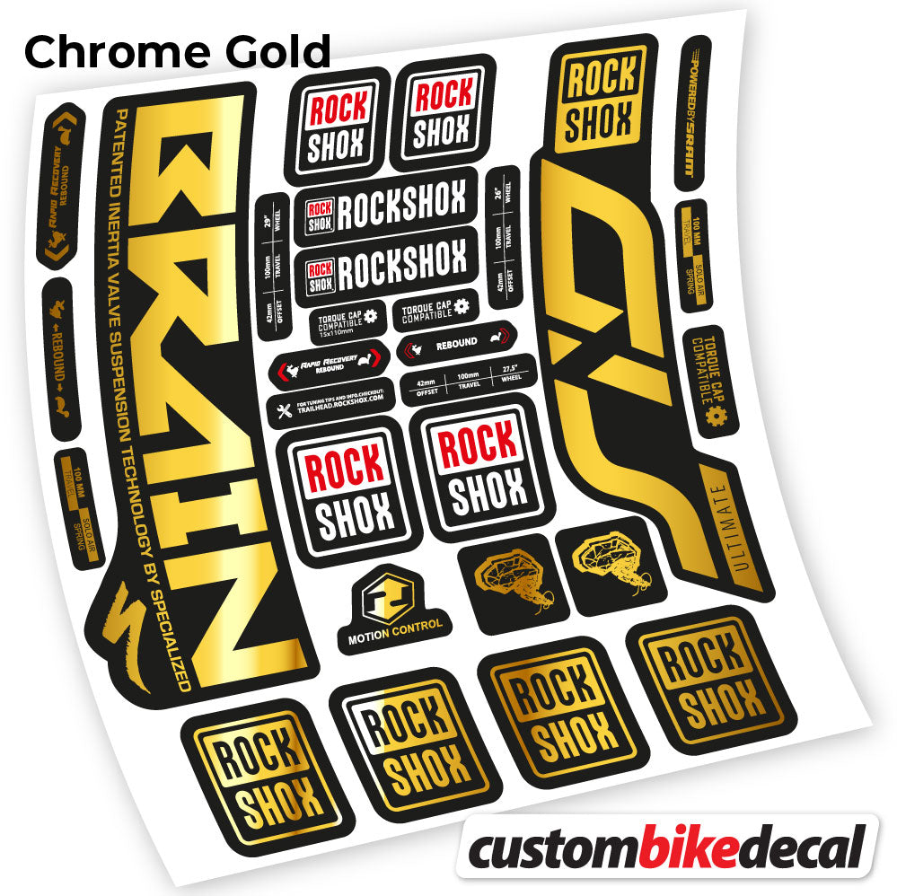 Chrome Gold decal for Rock Shox Sid Brain Ultimate fork – bike sticker vinyl