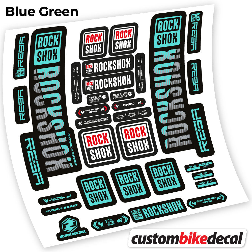 Blue Green decal for Rock Shox Reba 2019 fork 29" – bike sticker vinyl
