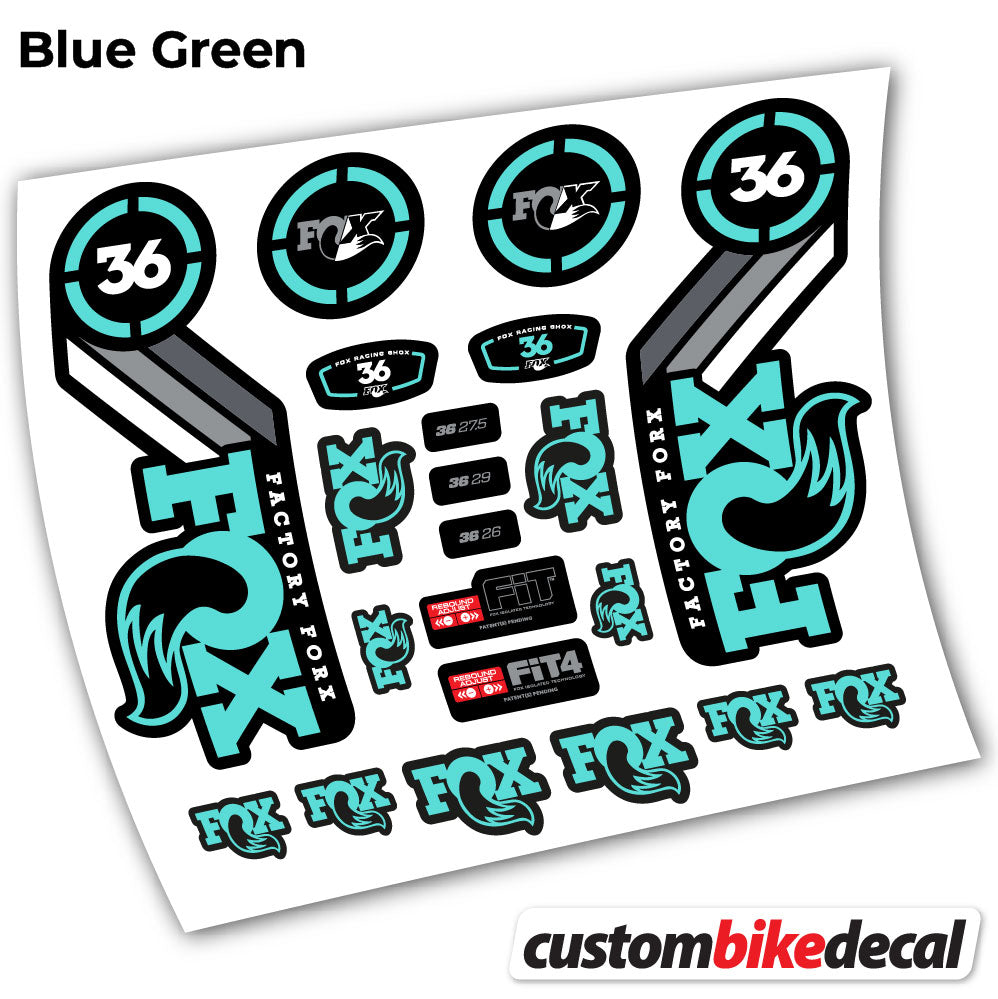 Blue Green decal for Fox 36 Heritage 2016 fork – bike sticker vinyl