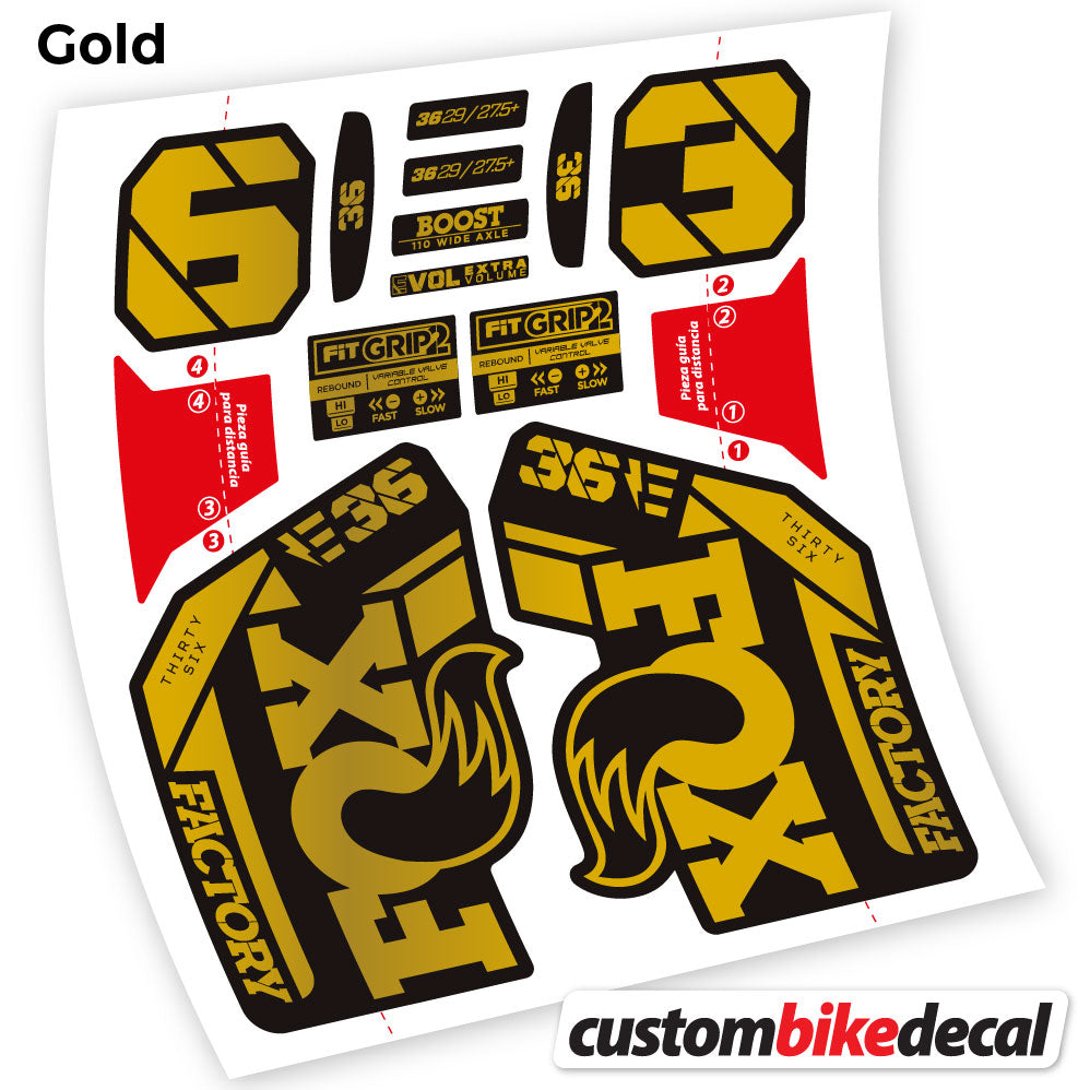 Gold decal for Fox E-Bike Factory 2021 fork – bike sticker vinyl