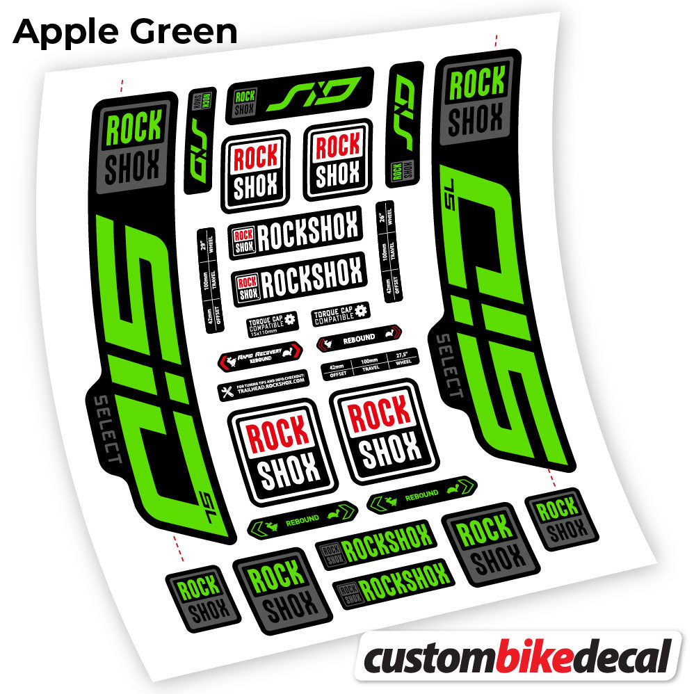 Apple Green decal for Rock Shox Sid Select SL 2021 fork 29" – bike sticker vinyl