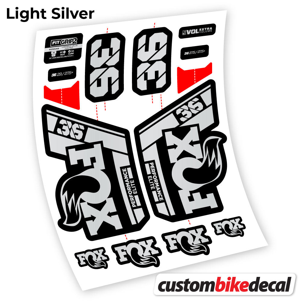 Light Silver decal for Fox 36 Performance Elite 2021 fork – bike sticker vinyl