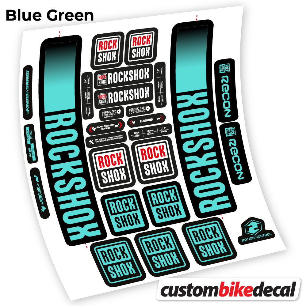 Blue Green decal for Rock Shox Recon 2021 fork – bike sticker vinyl