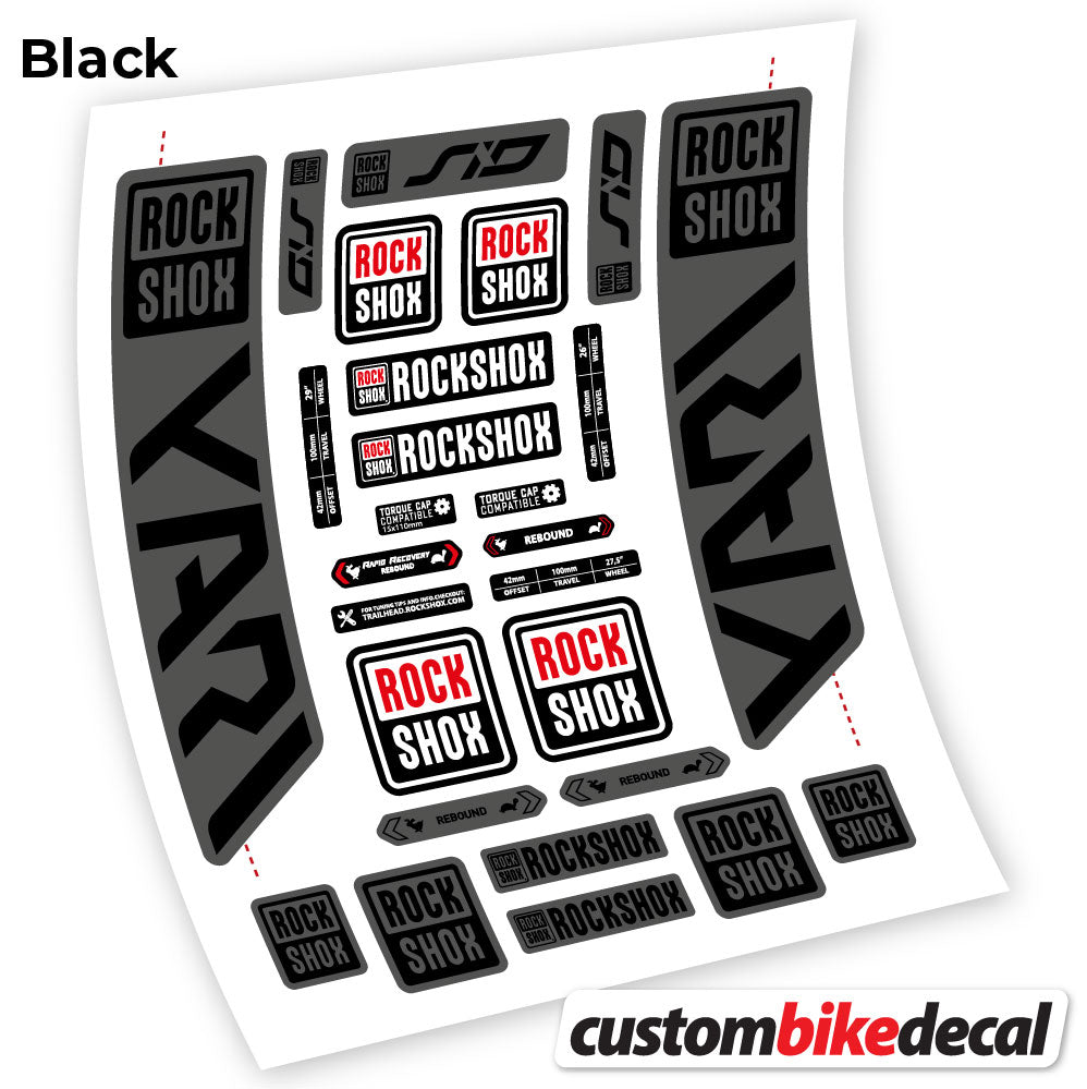 Matte Black+Gloss Black decal for Rock Shox Yari 2021 fork – bike sticker vinyl