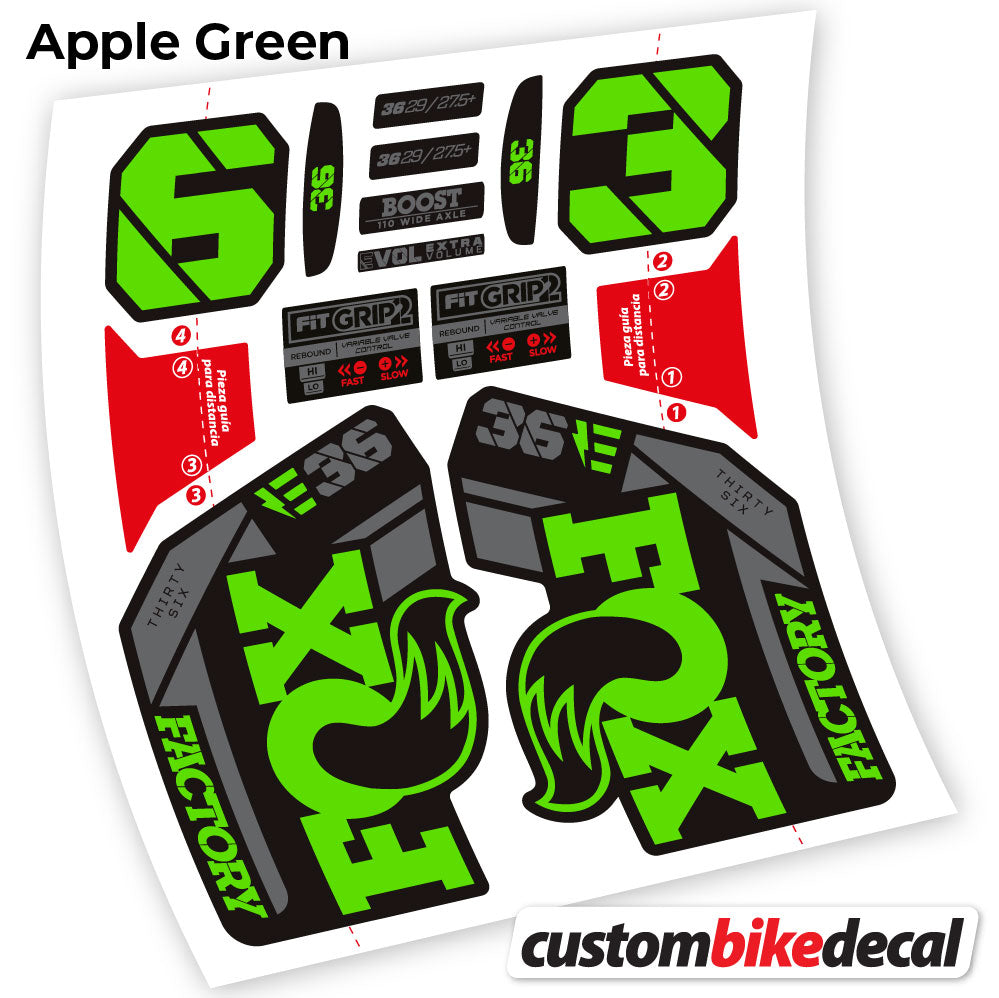 Apple Green decal for Fox E-Bike Factory 2021 fork – bike sticker vinyl