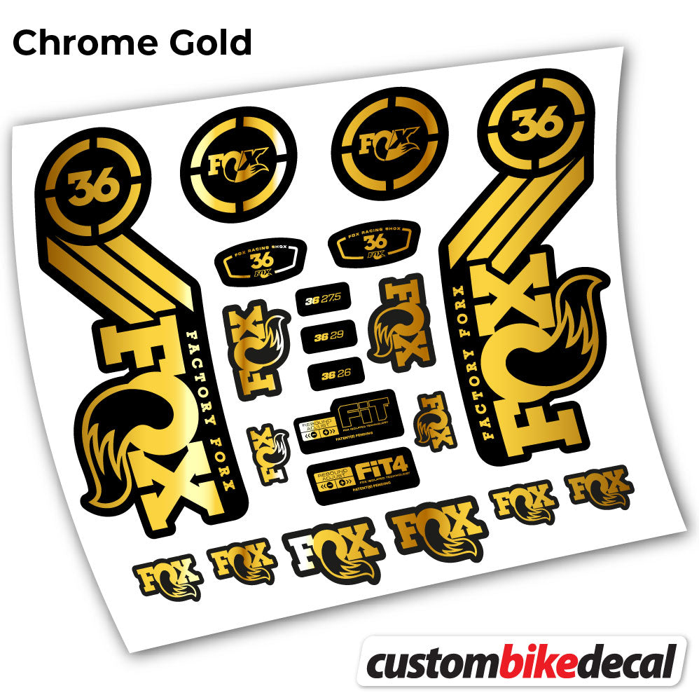 Chrome Gold decal for Fox 36 Heritage 2016 fork – bike sticker vinyl