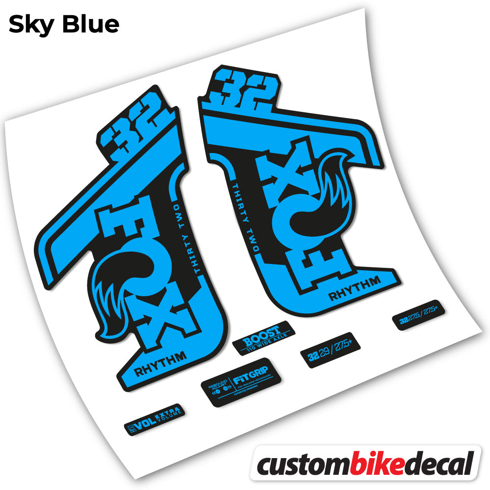 Sky Blue decal for Fox Rhythm fork – bike sticker vinyl