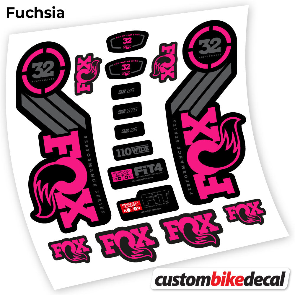 Fuchsia decal for Fox 32 Performance 2016 fork – bike sticker vinyl