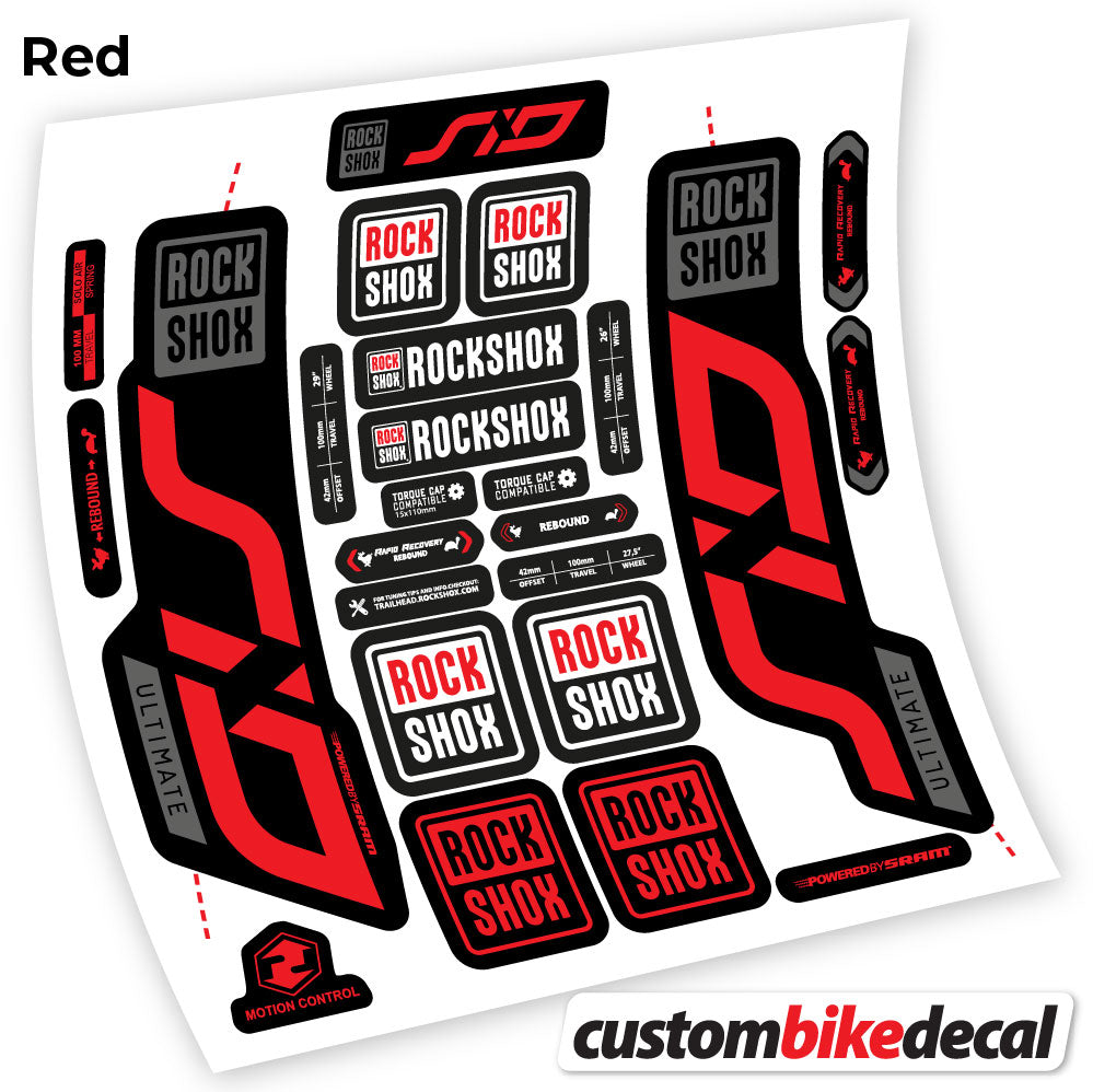 Red decal for Rock Shox Sid Ultimate 2020 fork – bike sticker vinyl