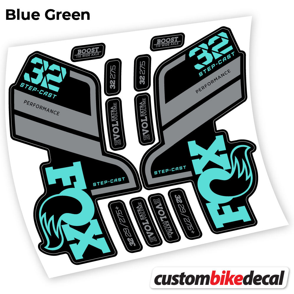 Blue Green decal for Fox 32 SC Performance Step Cast 2021 fork – bike sticker vinyl