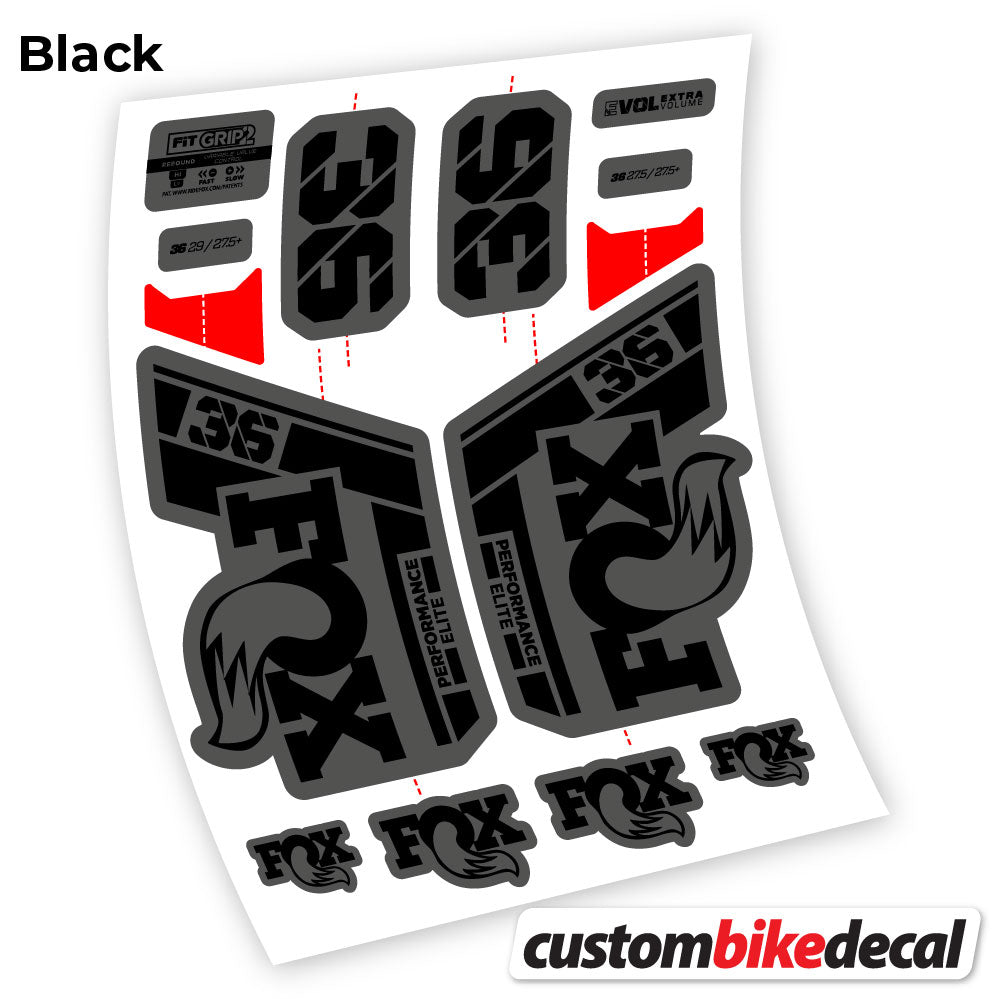 Matte Black+Gloss Black decal for Fox 36 Performance Elite 2021 fork – bike sticker vinyl