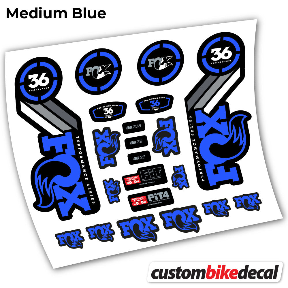 Medium Blue decal for . Fox 36 Performance 2016 fork – bike sticker vinyl