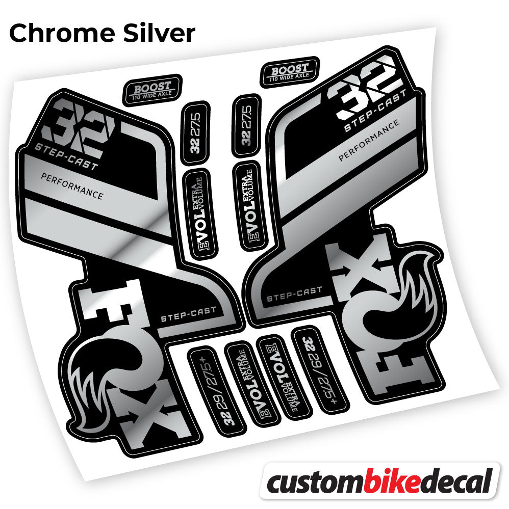 Chrome Silver decal for Fox 32 SC Performance Step Cast 2021 fork – bike sticker vinyl