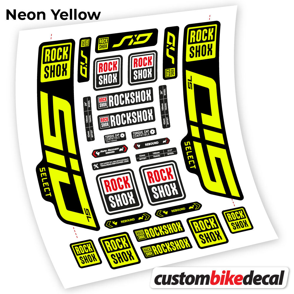 Neon Yellow decal for Rock Shox Sid Select SL 2021 fork 29" – bike sticker vinyl